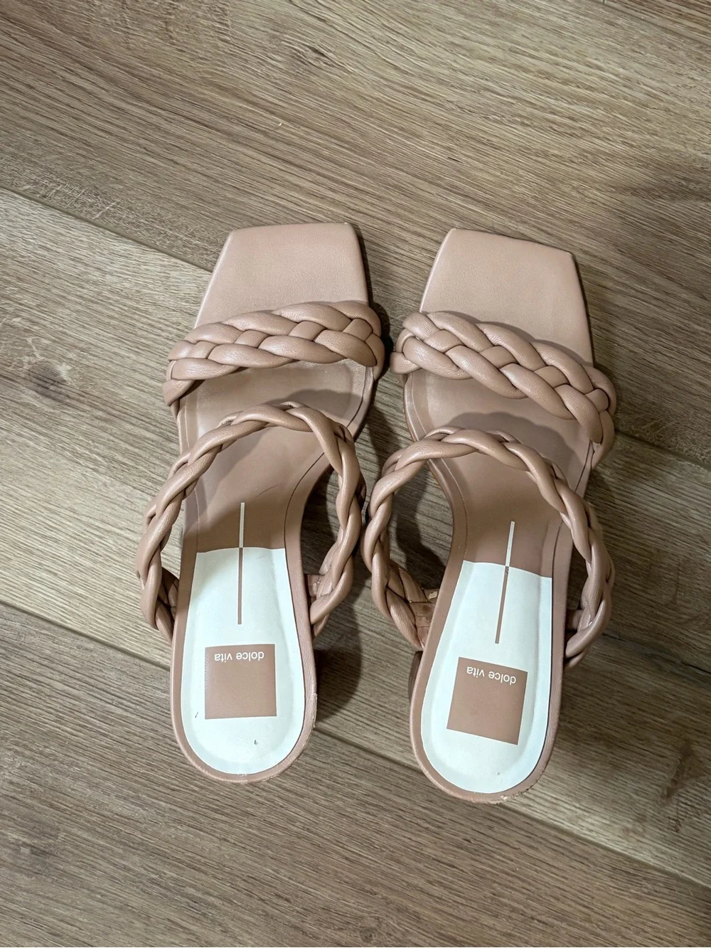 Dolce Vita Braided Square-Toe Heel in Nude Blush